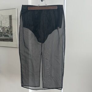 Black Sheer Midi Skirt